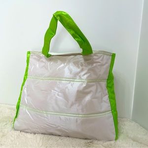 Large Clinique Green and White Cosmetic Travel Tote